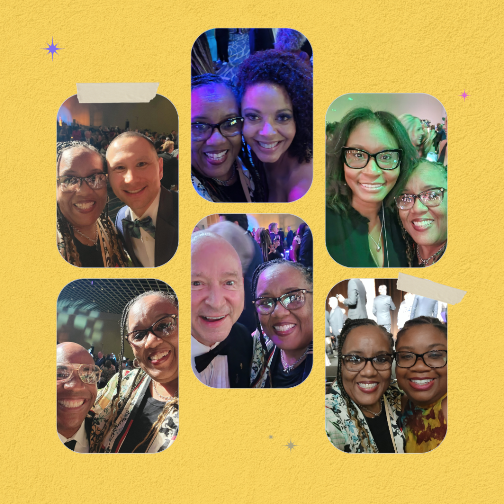 Regina Baker with professional speakers, collage